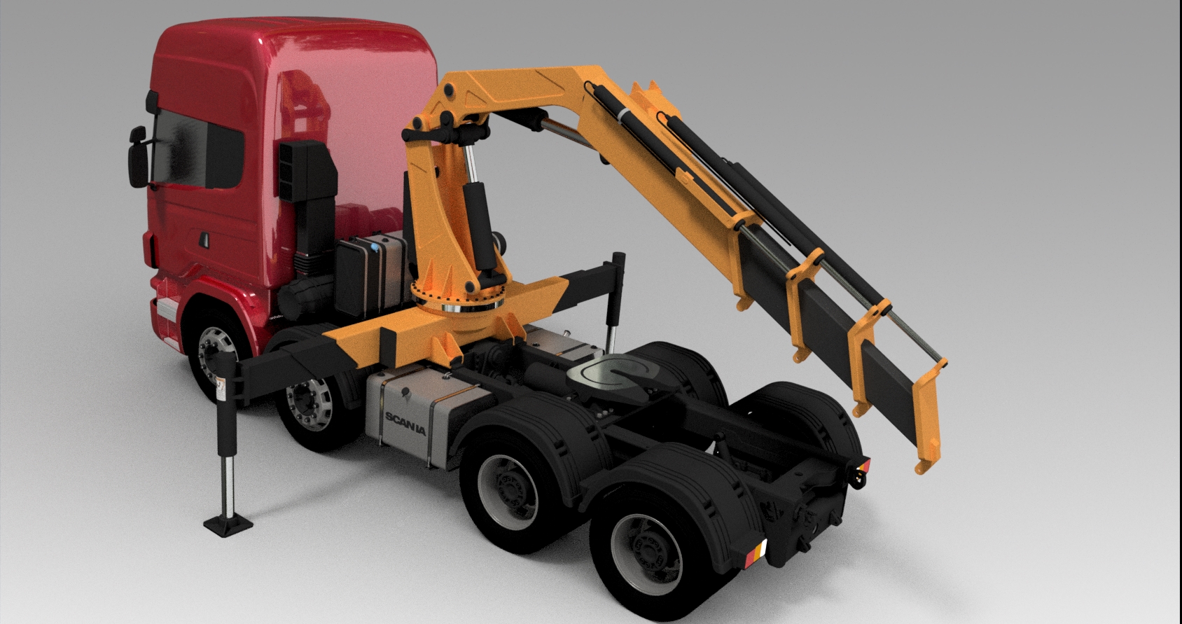 随车吊带起重机支架吊臂3D数模图纸 STEP格式